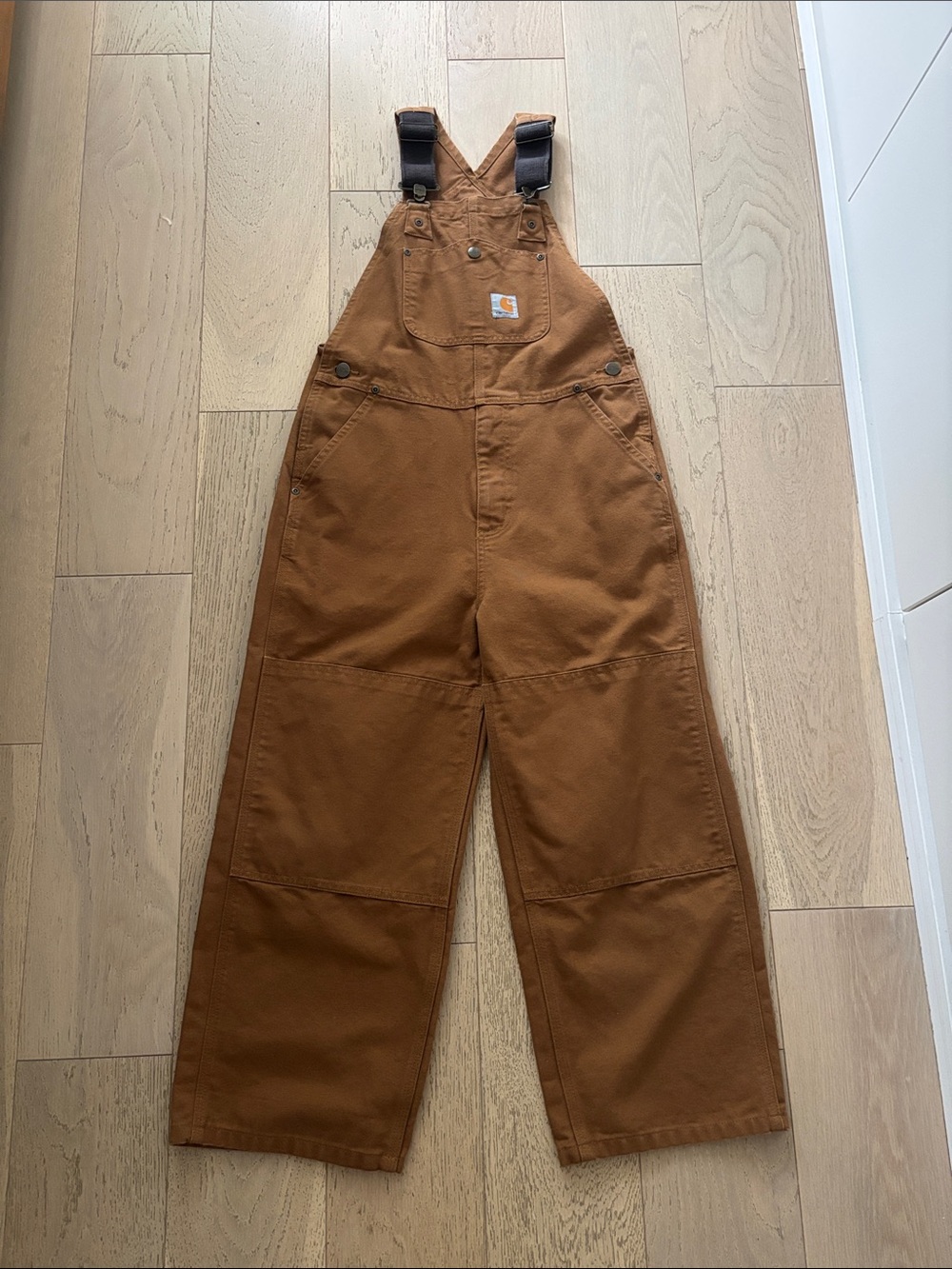 Kids Carhartt Brown Work Bib Overalls with Dark Straps